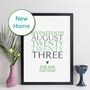 Personalised New Home Date With Message Print, thumbnail 2 of 12