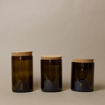 Set Of Three Storage Jars Made From Wine Bottles, 4 of 6
