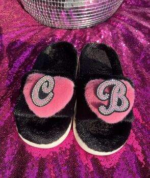 Personalised Fluffy Heart Slippers, 2 of 4