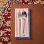 Block Stripe Napkins Set Of Two: Mauve/White, thumbnail 1 of 5