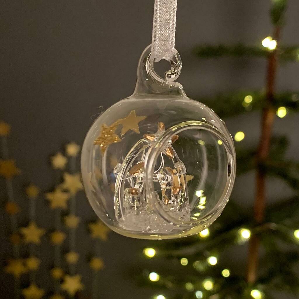 Glass Bauble With Nativity Scene By Nest Gifts