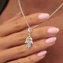 Fatima Hand Charm Necklace, Sterling Silver Or Gold Plated, thumbnail 1 of 10