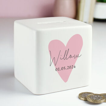 Personalised Baby Girls First Money Box, 3 of 6