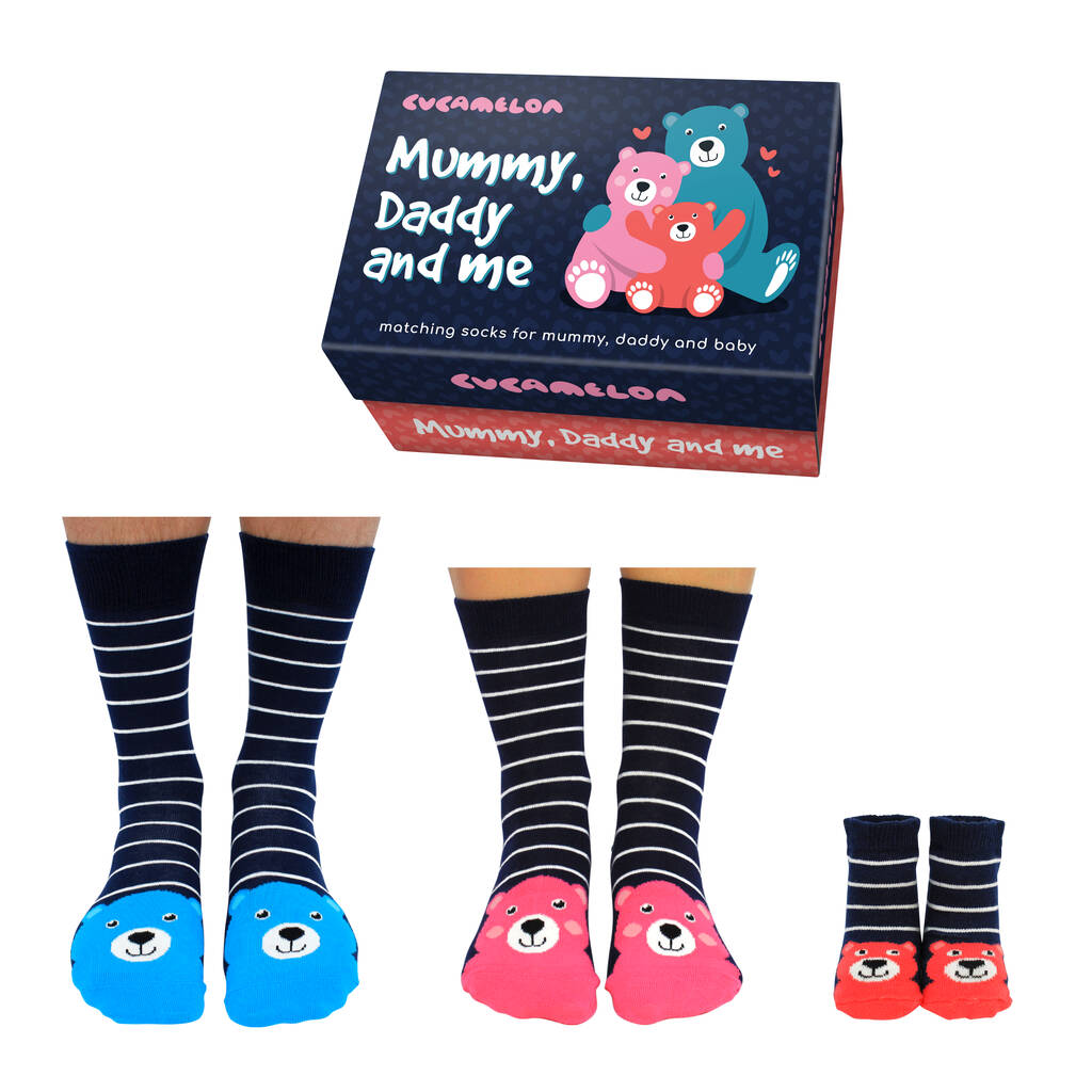 United Oddsocks Daddy, Mummy And Me Teddy Gift Box Set, 1 of 3