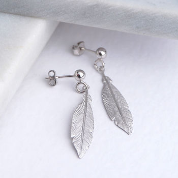 18ct Gold Vermeil Feather Drop Earrings, 4 of 7
