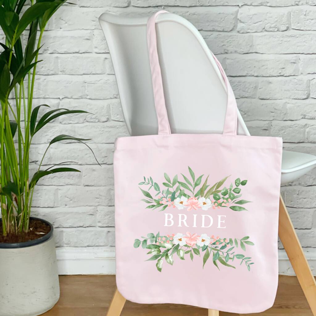 Bridal Party Pink Floral Wedding Tote Bag, 1 of 6