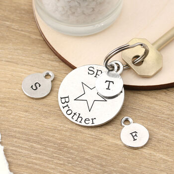 Gift For Brother Personalised Round Pewter Keyring, 5 of 5