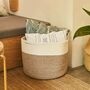 Large Baby Laundry Basket Cotton Rope White Brown, thumbnail 1 of 4
