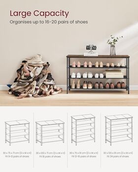 Industrial Shoe Rack With Fabric Shelves, 6 of 11