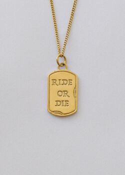 Ride Or Die 18 K Gold Plated Pendant Necklace, 5 of 5