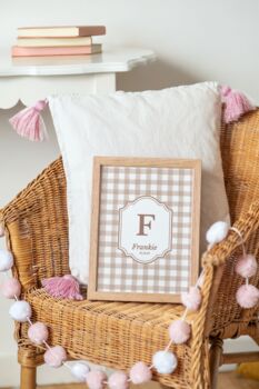 Personalised Blush Gingham Art Print, 3 of 5