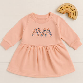 Personalised Name Pink Long Sleeved Dress, 3 of 3