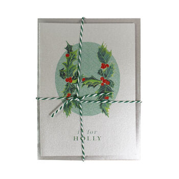 Silver Christmas Card Holly, 4 of 5