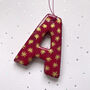 Personalised Raspberry Pink And Gold Star Clay Letter Decoration, thumbnail 4 of 4
