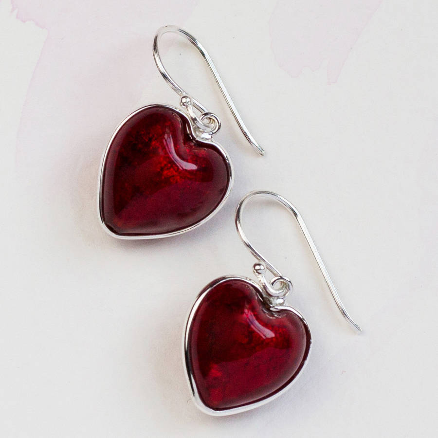 murano glass and silver heart earring by claudette worters ...
