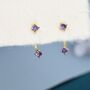 Sterling Silver Double Amethyst Purple Cz Ear Jacket, thumbnail 5 of 11