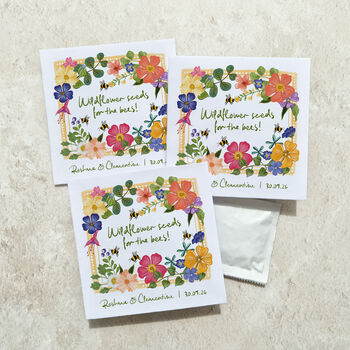 10 X Colourful Floral Wildflower Seed Packet Wedding Favours, 3 of 10