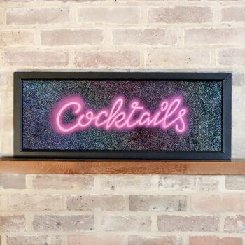 ‘Cocktails’ Reverse Glass Faux Neon Wall Art, 9 of 9