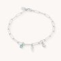 Charm Builder™ Silver Paperclip Chain Multi Charm Bracelet, thumbnail 2 of 10