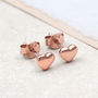 18ct Rose Gold Plated Heart Stud Earrings, thumbnail 1 of 7