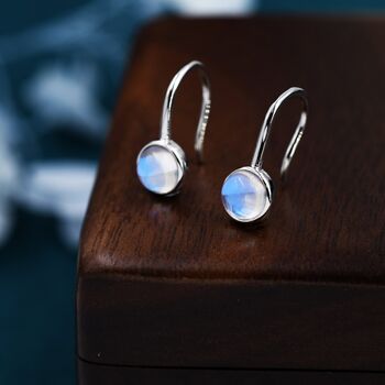 Sterling Silver Simulated Moonstone Drop Earrings, 4 of 12