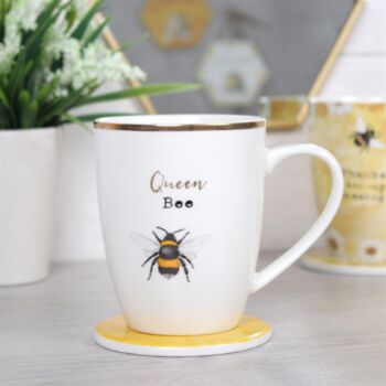 Queen Bee Ceramic Mug And Coaster Set, 3 of 4