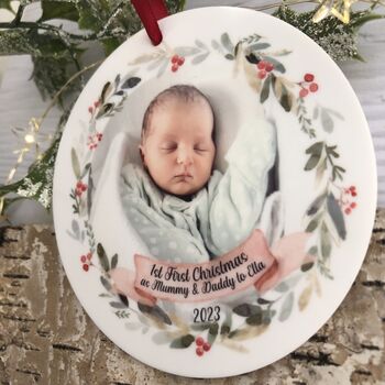 Personalised First Chistmas Photo Decoration, 4 of 5
