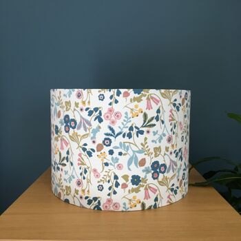 Ashbee Teal Blush Pink Floral Drum Lampshade, 7 of 9