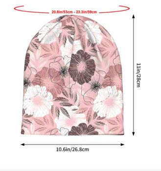 Chemo Headwear Beanie Hat Bandana Grey Pink White Flowers Super Soft, 6 of 6