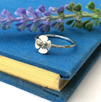 Sterling Silver Mini Blossom Flower Stacking Ring, 2 of 7