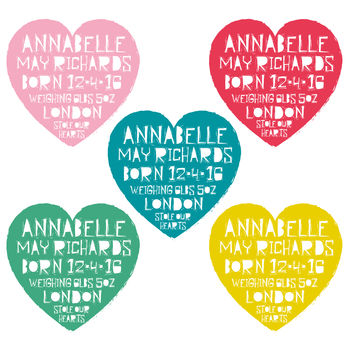 Personalised Birth Details Heart Print, 2 of 3