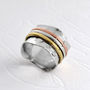 Silver Mixed Metal Triple Scalloped Spinning Ring, thumbnail 3 of 5