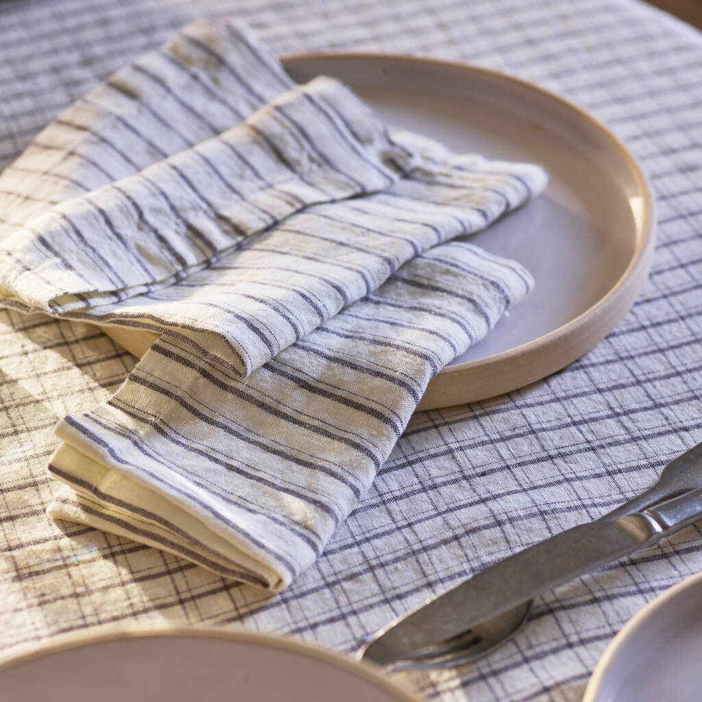 Grey Striped Linen Napkins, Set Of Two By Rowen & Wren