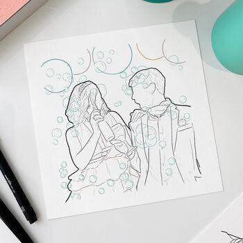 Custom Couples Line Drawing Personalised Illustration, 8 of 10