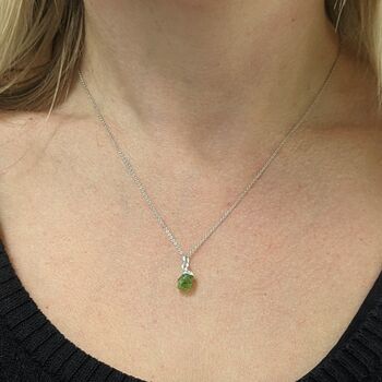 August Birthstone Necklace, Peridot, Silver Plated, 3 of 6