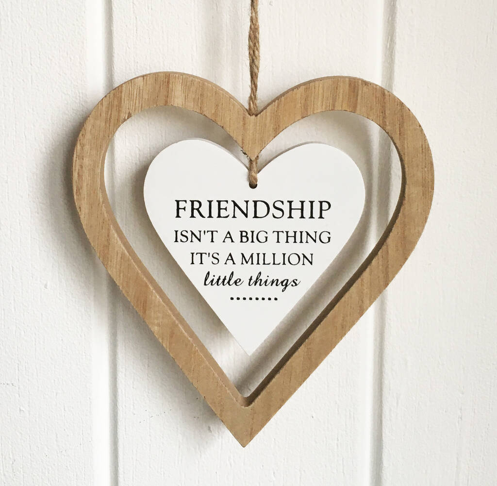 Wooden Friendship Love Heart Hanging Sign, 1 of 3