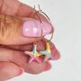 Colourful Pastel Enamel Starfish Hoop Earrings, thumbnail 1 of 5