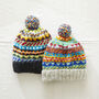 Fair Trade Unisex Bobble Hat Fair Isle Lined Waste Wool, thumbnail 1 of 8