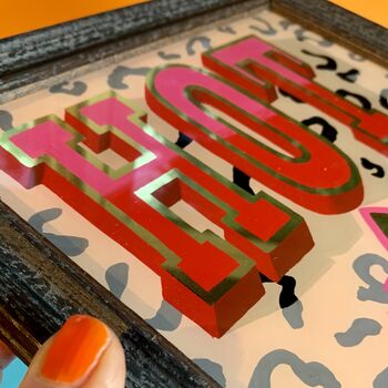 Reverse Glass Gilded And Painted Hot Stuff Sign, 2 of 11
