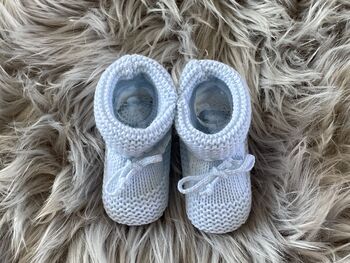 Light Blue Knitted Baby Booties, 5 of 7