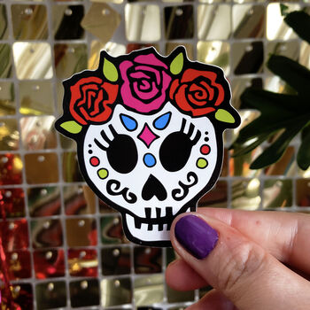 Four Sugar Skull Day Of The Dead Vinyl Stickers, 5 of 8