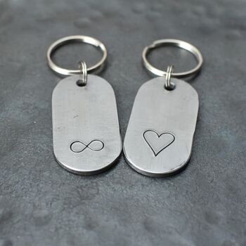 Iron 6th Anniversary Dog Tag Key Ring, 4 of 11