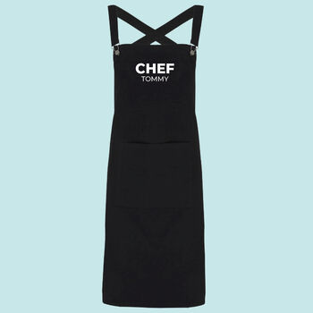 Personalised Chef Cotton Canvas Cross Back Apron, 9 of 9