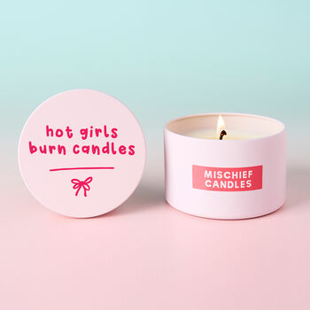 Funny Candle Lover Gift For Her Hot Girls Burn Candles Pink Tin, 2 of 5