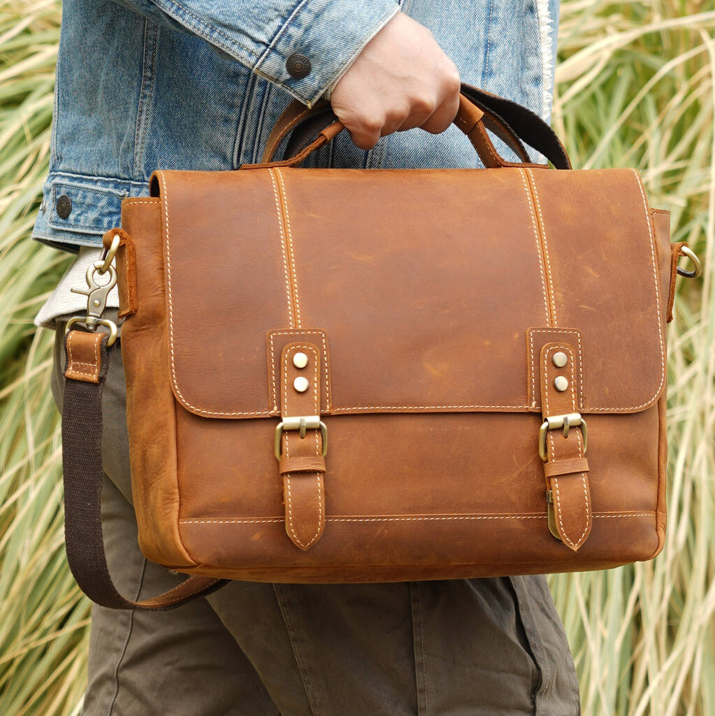 Genuine Leather Laptop Bag Messenger By EAZO | notonthehighstreet.com