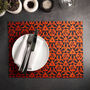 Red Orange Grey Hand Printed Canvas Place Mat Set, thumbnail 1 of 12