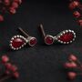 Sterling Silver Teardrop Ruby Stud Earrings, thumbnail 1 of 10
