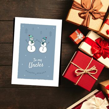 'Uncles' Christmas Greetings Card Snowmen, Gay Uncles, 7 of 10