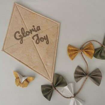 Ochre Brown Green Cream Kite Decor, Script Font Name, 5 of 12