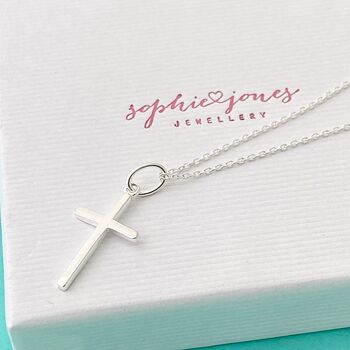 Sterling Silver Plain Cross Necklace, 2 of 3